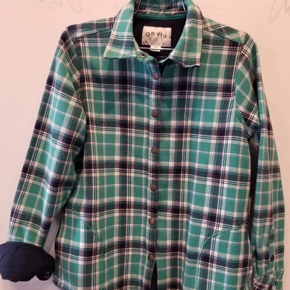 Orvis Green Blue Plaid Check Shacket Jacket Cotton jacket, Cizy and Warm Size M - Picture 5 of 14